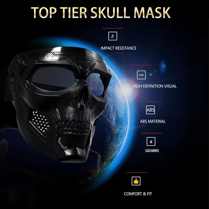 OQUQO Skull Face Mask Full Face, Motorcycle Mask, Airsoft Mask, Tactical Mask, Paintball Mask for Men Women - Image 4